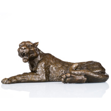 Wild Animal Small Size Hand-Made Leopard Bronze Sculpture Statue Tpal-064